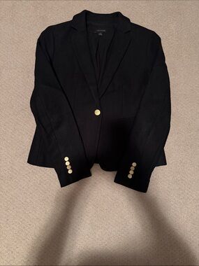 Ann Taylor Black Newbury Tweed Blazer with Gold Accent Buttons